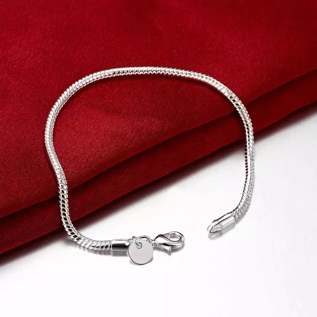 Armband 925 Silber, Schlangenknochenkette, 3 mm, Damen - Bild 1