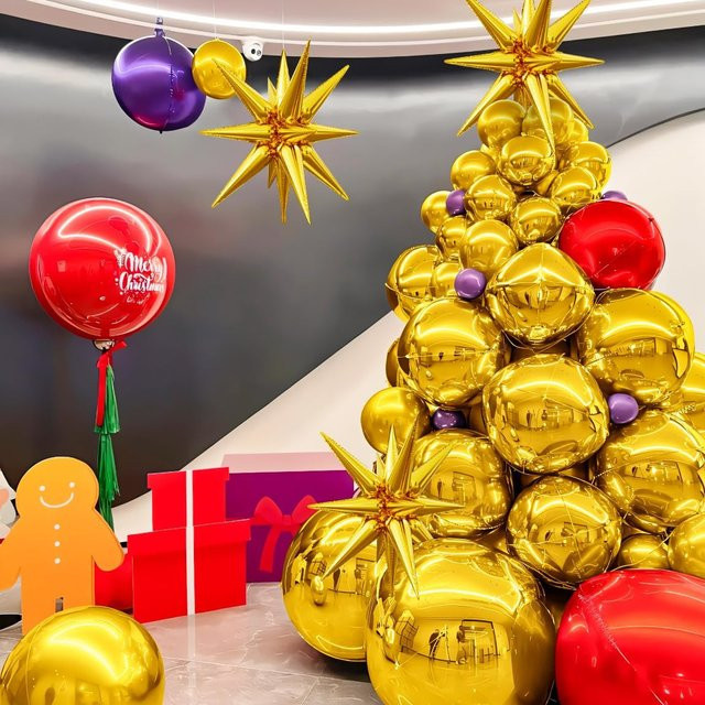 6 Stück YAYB 4D Stern-Folienballons in Gold, 22 Zoll runde Partyballons für Silvester, Geburtstag und Hochzeit - Bild 1