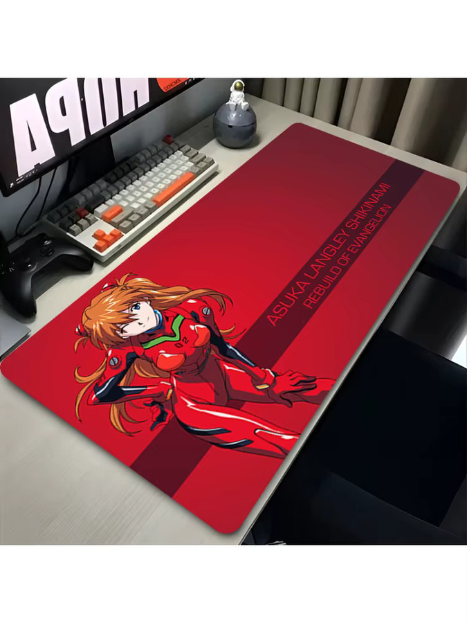 Bandai Gaming-Mauspad XXL Anime-Mädchen Asuka E-Evangelion Schreibtischunterlage in Rot - Bild 2