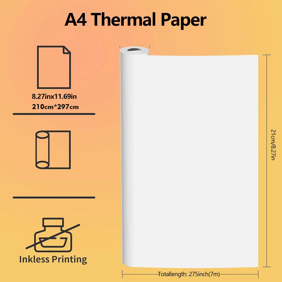 Lefuxin A4 Thermodruckerpapier in Weiß, BPA-frei und schnell trocknend für tragbare Drucker, Breite: 21,0 cm - Bild 1
