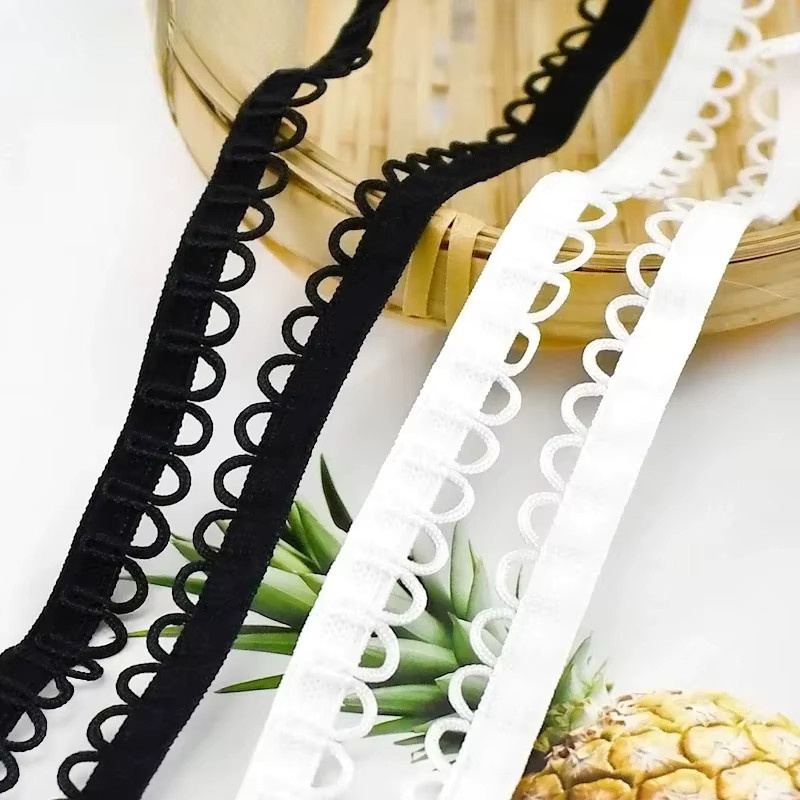 Elastisches Nylonband als U-Wellen-Spitzenborte in Schwarz, 15 mm Breite, für Kleiderdekoration und DIY-Bastelzubehör - Bild 5