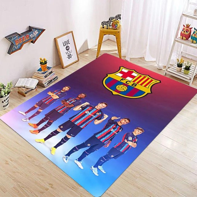 Miniso FC Barcelona Logo Raummatte, blau, rutschfest und waschbar, B/T: 80 x 120 cm - Bild 1