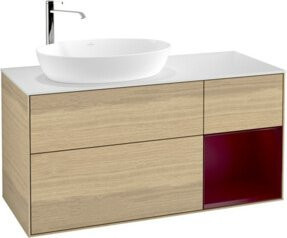 V&B Waschtischunterschrank Finion in Weiß lackiert mit Eichen Dekor, Breite: 120 cm, Tiefe: 50,1 cm, Höhe: 50,1 cm - Bild 1