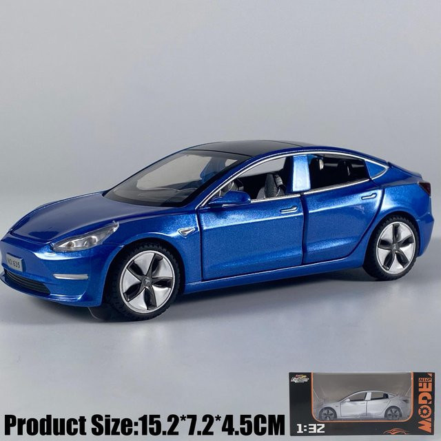 Linyi toy car Modell 3 Mittelklasse Luxuslimousine, Modellauto, Metall, Blau, 1:32, ab 18 Jahre - Bild 1