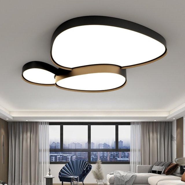 TAONUANSHU Modern Nordic LED Deckenlampe in Schwarz mit integriertem LED-Licht im kreativen Kopfsteinpflaster-Design für Wohnzimmer, Esszimmer und Schlafzimmer - Bild 1