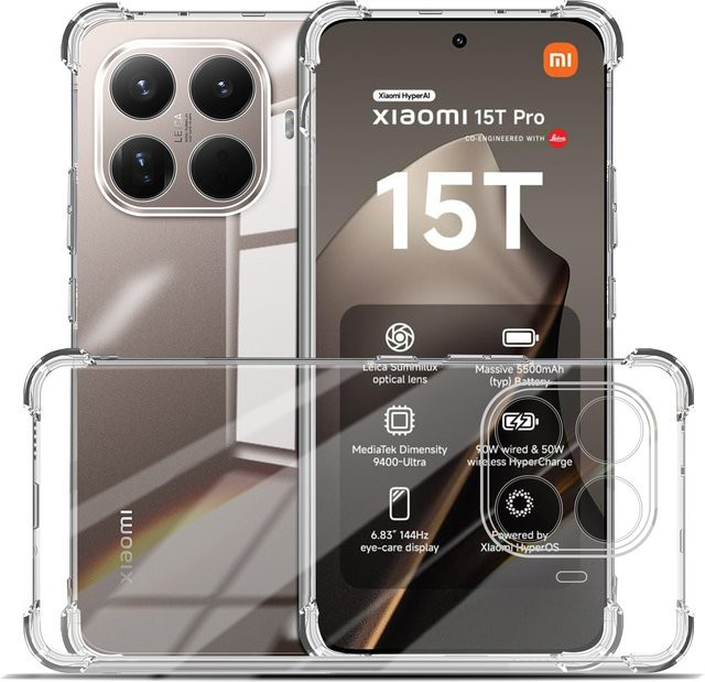 Transparente TPU Softcover Hülle für Xiaomi 15T Pro 5G mit 1,5 mm Dicke und Airbag-Stoßschutz - Bild 1
