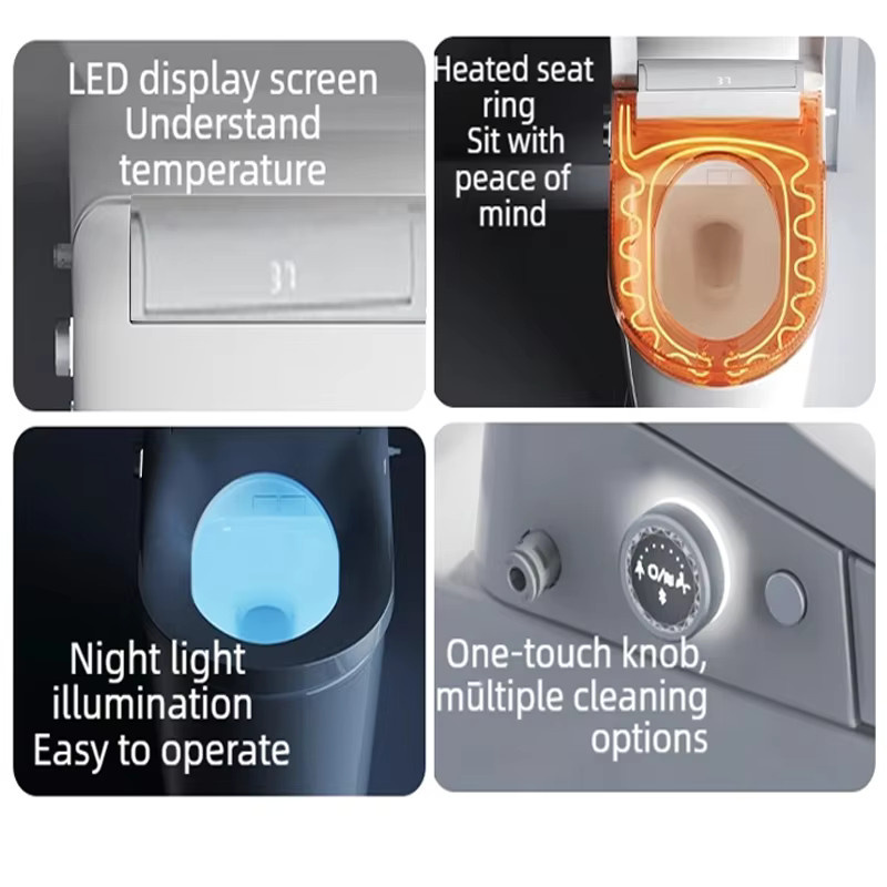 WETIPS Smart AI Dusch-WC mit automatischem Deckel und Bidet-Funktion, Dual-Spülung, Weiß, B/T/H: 49,5 x 37,0 x 42,0 cm - Bild 5