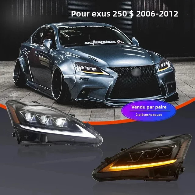 Carinamoba LED-Autoscheinwerfer Set für Lexus IS250 2006-2012 mit DRL und Blinker in Schwarz, Plug-and-Play - Bild 1