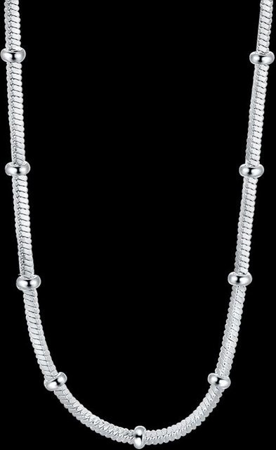 Schlangenkette 925 Sterlingsilber, Perlenkette, Damen, 45 cm, weiß - Bild 1