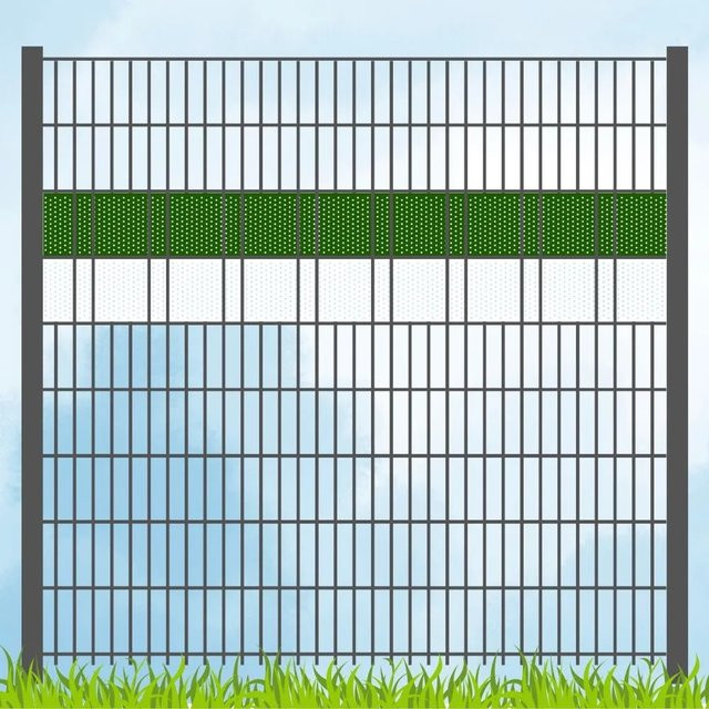 zaun zu Sichtschutzstreifen Vereinsfarben Grün/Weiß, semi-transparent, PVC, Breite: 19 cm, Höhe: 190 cm - Bild 1