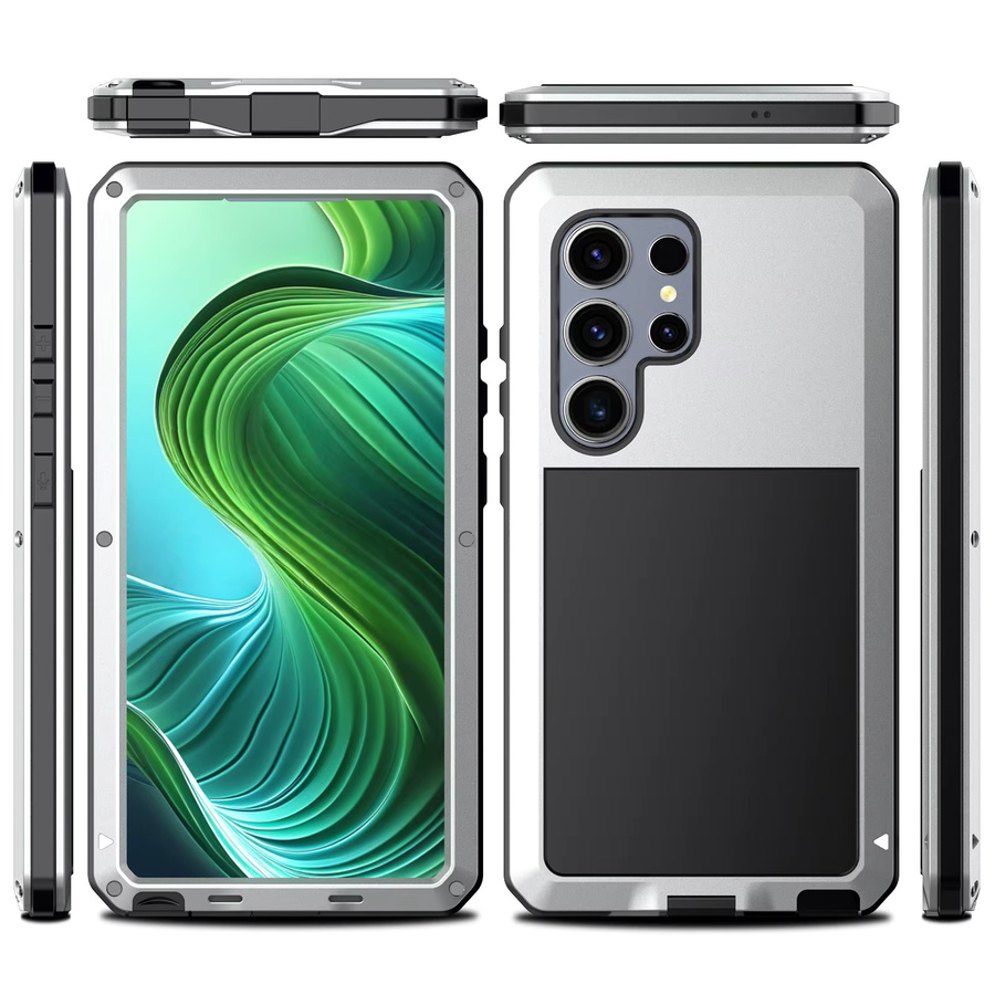 Robuste Aluminium-Metall-Schutzhülle für Samsung Galaxy S25 Ultra S24 S23 S22 S21 S20 Plus, Stoßfeste Panzerung für Android, Farbe: Silber - Bild 7