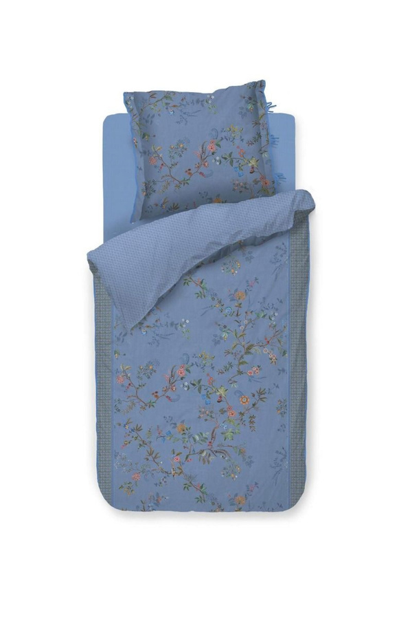 PIP Studio Perkal Bettwäsche Bustani Blue mit floralem Blütenzweig-Design, blau, wendbar, B/H: 135 x 200 cm mit 80 x 80 cm Kissenbezug - Bild 1