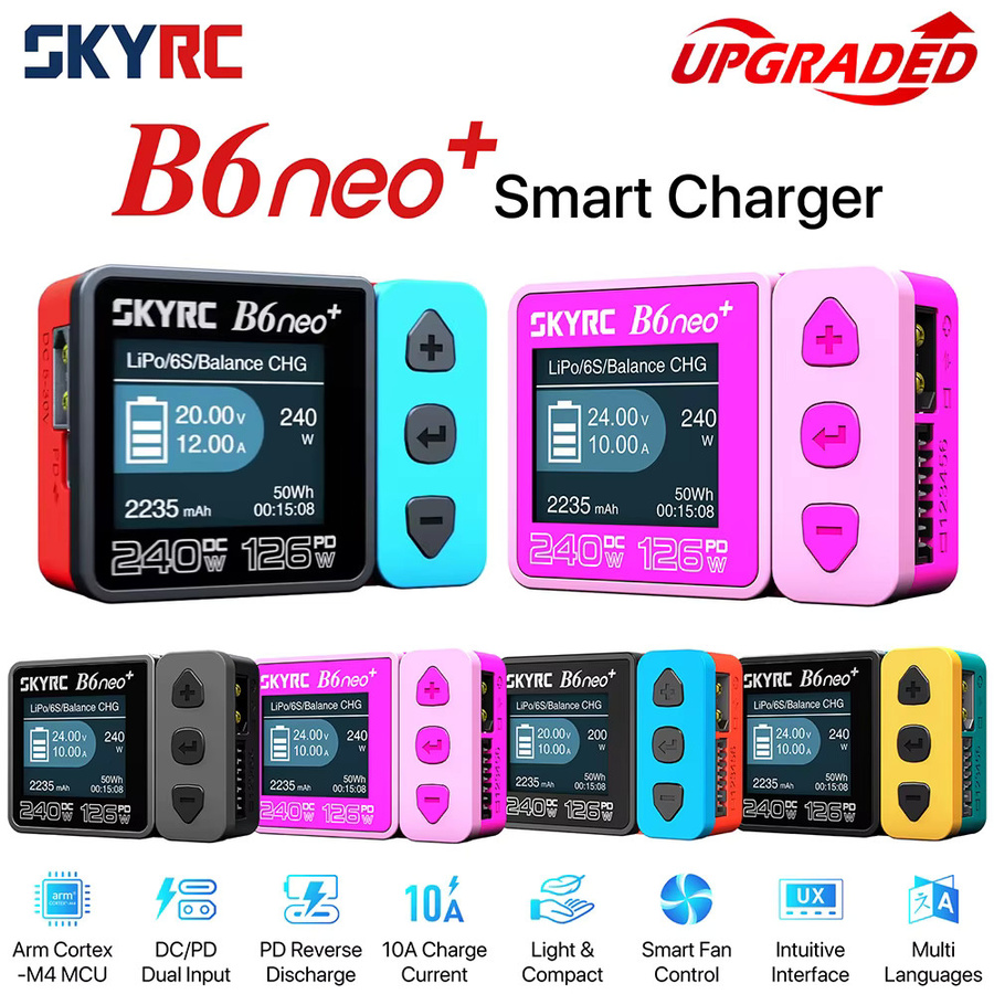 SKYRC B6neo+ Smart Charger Hochleistungs-DC240W PD126W Mehrsprachiges Balance-Ladegerät mit XT60, Type-C und PSA100 Netzteil - Bild 2