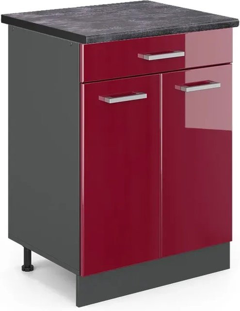 Vicco Küchenunterschrank R-Line in Bordeaux und Anthrazit mit Hochglanz-Finish, B/T/H: 60 x 55,63 x 81,6 cm - Bild 1