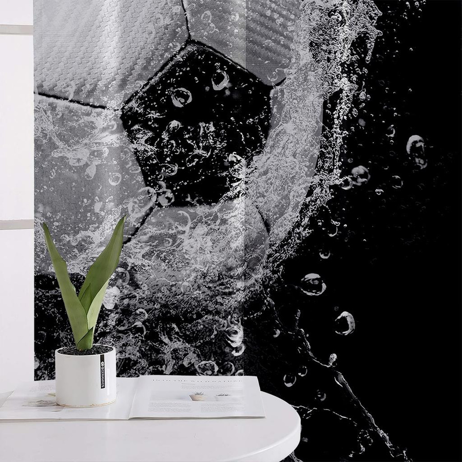 Yiran Furniture Fußball Vorhänge mit Grafikprint, 2er-Set, thermoisolierend und halbtransparent, Breite: 50 cm, Höhe: 140 cm - Bild 2