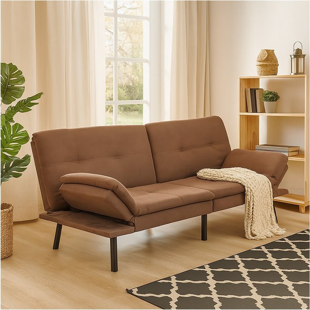 HTI-Living Polster-Schlafsofa Click-Clack mit verstellbaren Armlehnen in Braun - Bild 1