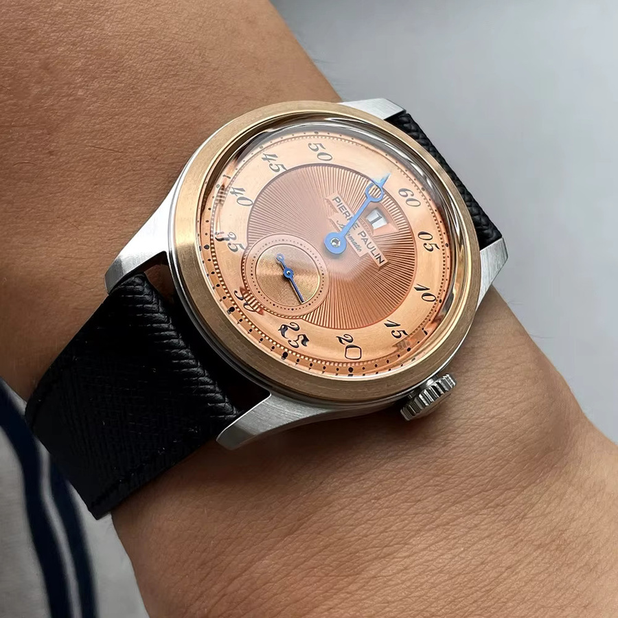 MERKUR Armbanduhr, Automatik, Bronze, Salmon, Leder, Herren - Bild 1