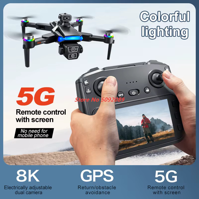 Tccicadas GPS Drohne mit Dual-Kamera für 8K HD Luftaufnahmen, 5G RC Quadcopter mit Bildschirm und Hindernisvermeidung, Schwarz - Bild 3