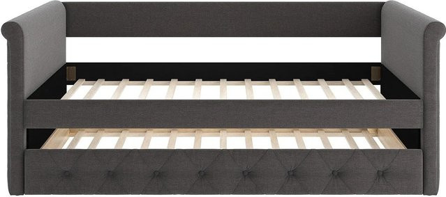 Vente-unique Sofabett Louise in Grau mit Schlaffunktion und Auszug im rustikalen Stil, Breite: 219 cm - Bild 1