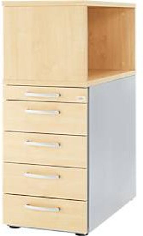 Schäfer Shop Genius Standcontainer mit Aufsatzregal, abschließbar, Ahorn/weißalu - Bild 2