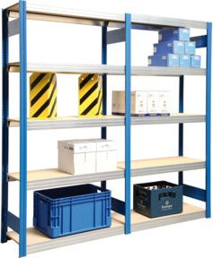 Regalwerk BERT-Großfachregal LR 5010 Stecksystem, Farbe: Blau, H x B x T: 300 x 87,5 x 60 cm, Belastbarkeit: 250 kg - Bild 1