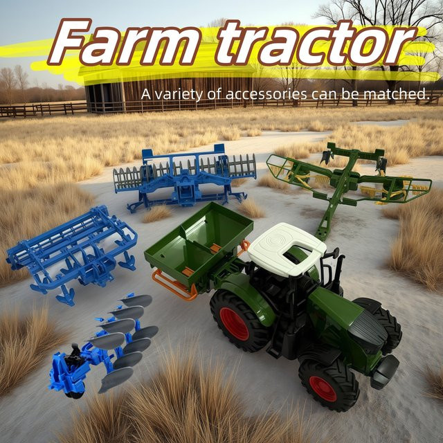 HRZPACT Bauernhof-Traktor, Spielzeugauto, Maßstab 1:24, mit Trägheitsfunktion - Bild 1