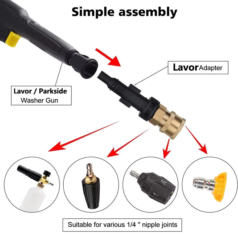Parkside Hochdruck-Wasserpistolenadapter für Lavor zur Schnellverbindung 1/4 Zoll, rote Sprühdüse für bis zu 4000 PSI - Bild 3