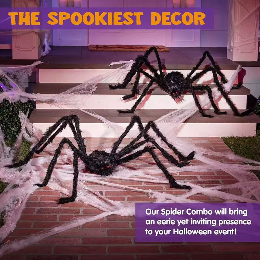 Runtowo Halloween-Spinne als Party-Dekoration in Schwarz, Höhe: 150 cm - Bild 6