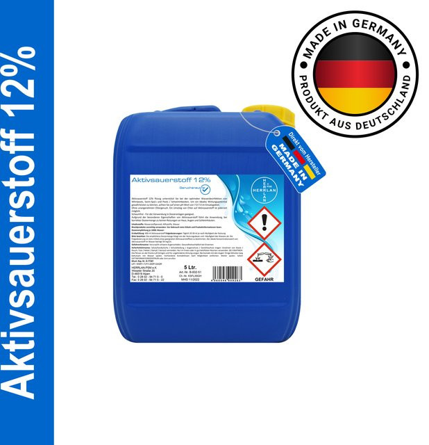 HERRLAN Aktivsauerstoff 12% Food Grade zur Wasserpflege und Desinfektion, 5 Liter - Bild 1