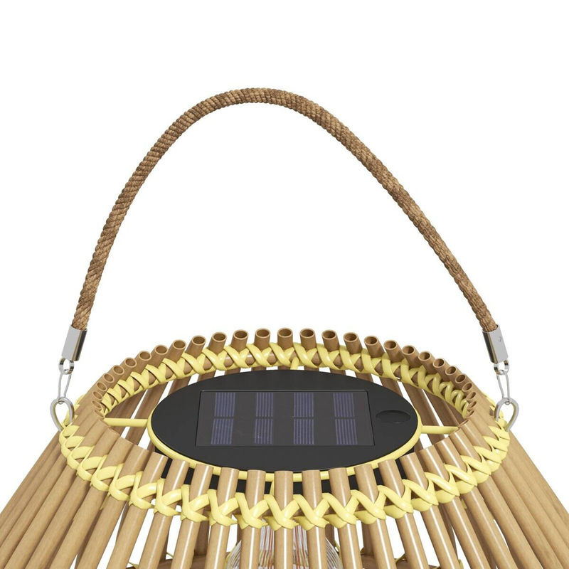 Outsunny Solarleuchte aus Polyrattan und Edelstahl in Gelb mit LED und Dämmerungssensor, B/H/L: 31 x 31 x 32 cm - Bild 4
