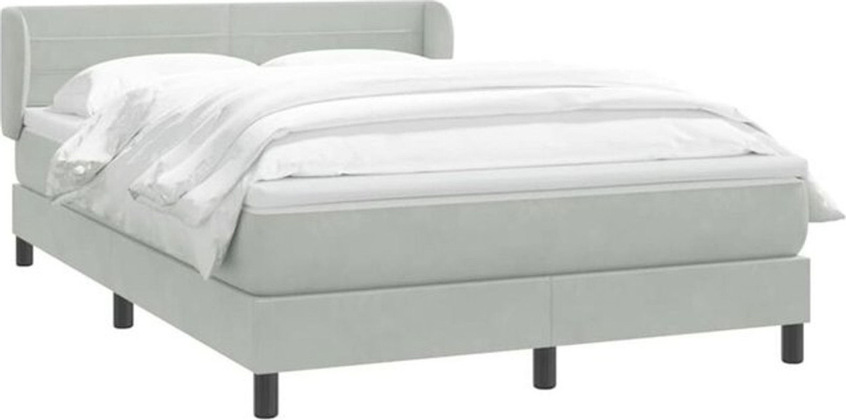 vidaxl Boxspringbett mit Matratze in Grau aus Samt, B/T/H: 160 x 220 x 78 cm - Bild 1