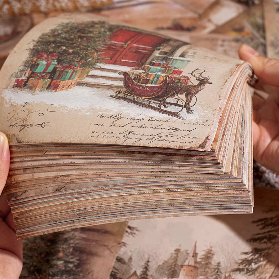 Gemustertes Scrapbook-Dekorationspapier aus der süßen Weihnachtsserie, 160 Blatt pro Buch, beschreibbar, Mehrfarbig - Bild 3