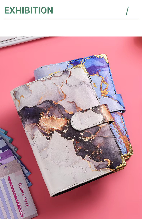 Coliky A6 Budget Planer Binder mit Marmor-Design und Reißverschluss-Umschlägen in Multicolor - Bild 2