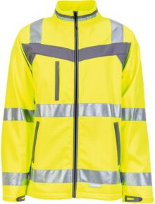 PLANAM Warnschutz-Softshell-Jacke Plaline Unisex Gelb/Schiefer Größe M nach EN ISO 20471 Klasse 2 - Bild 1