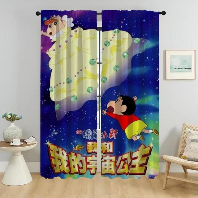 Crayon Partition Küchenvorhänge 2er-Set Halloween Dekoration für Kinderzimmer und Wohnzimmer, mehrfarbig, Breite: 50 cm, Höhe: 70 cm - Bild 1