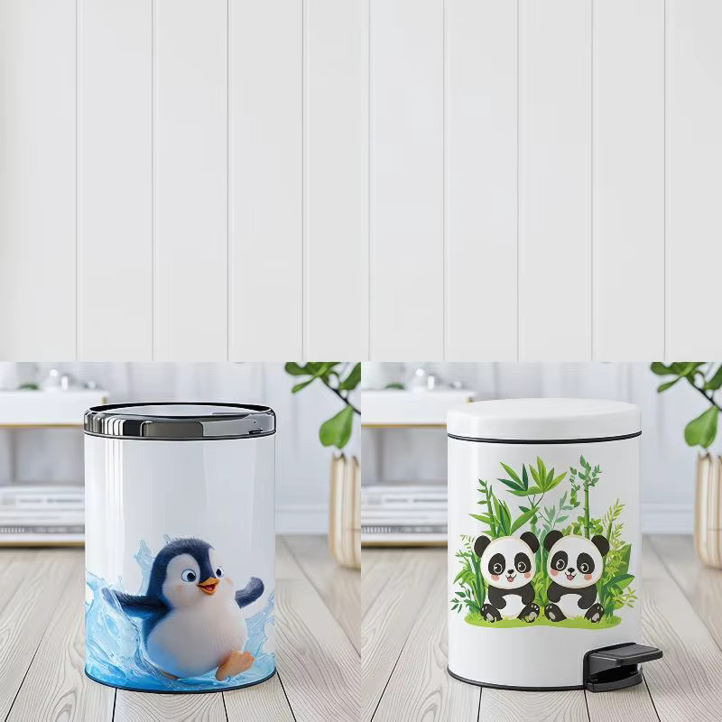 eelhoe Dekorative Tier-Aufkleber mit Panda und Pinguin für Mülleimer und Wände, runde Klebeaufkleber aus Papier für Wohnraum, Küche und Büro - Bild 1