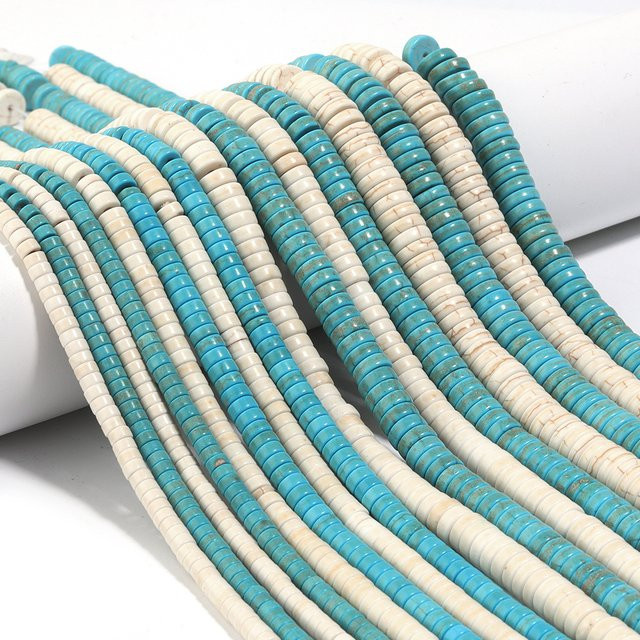 Türkis Spacer Perlen, flach, rund, für Schmuck machen - Bild 1