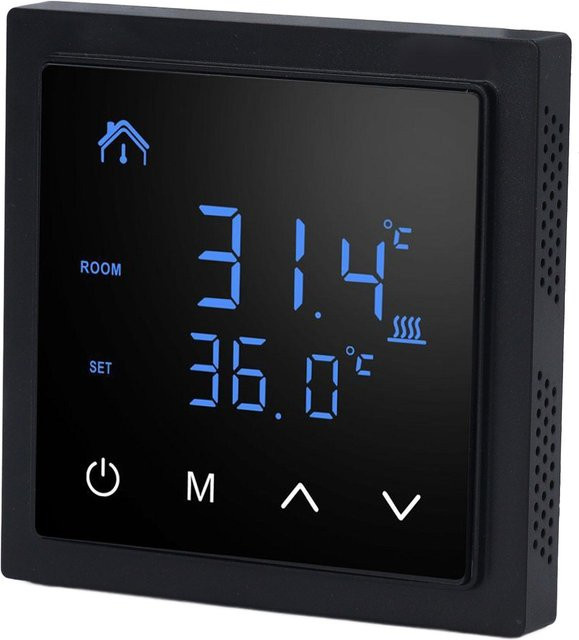 Elektrischer Fußbodenheizungsthermostat von TOMTOP JMS mit LED-Anzeige und Kindersicherung in Schwarz - Bild 1