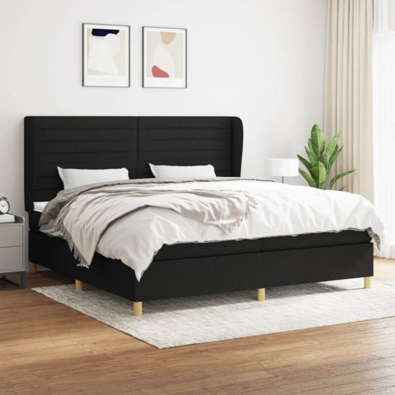 Vidaxl Boxspringbett mit Matratze aus Stoff in Schwarz B/T/H: 200 x 200 x 118 cm - Bild 1