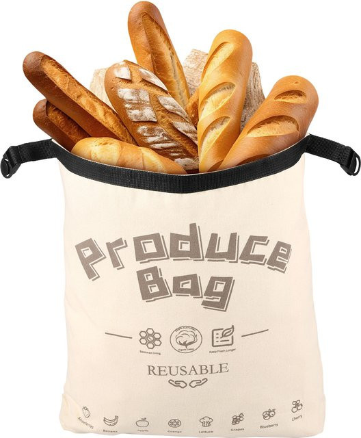 Wiederverwendbarer Leinen-Brotbeutel von Willstar in Beige mit Kordelzug zur Lebensmittel-Aufbewahrung, Breite: 35,0 cm, Höhe: 28,0 cm, Tiefe: 3,0 cm - Bild 1