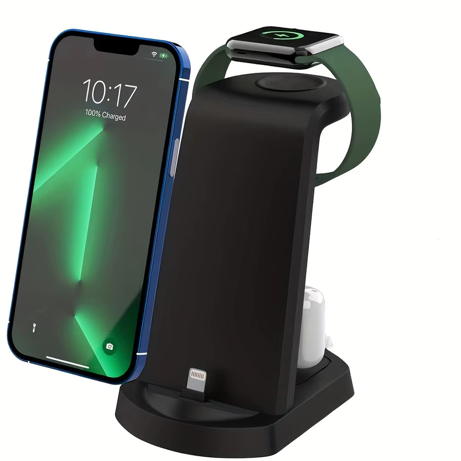 3-in-1 Schnellladestation für Apple Watch, AirPods und iPhone in Schwarz - Bild 6
