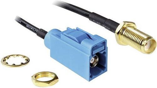 Delock WLAN-Antennen Verlängerungskabel mit SMA-Buchse und SMB-A (FAKRA) Z-Buchse in Schwarz - Bild 1