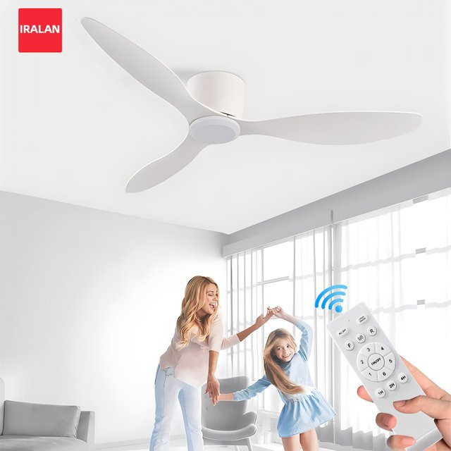 IRALAN Deckenventilator ohne Licht mit 6 Geschwindigkeiten, umkehrbar und Timer, Weiß oder Schwarz - Bild 1