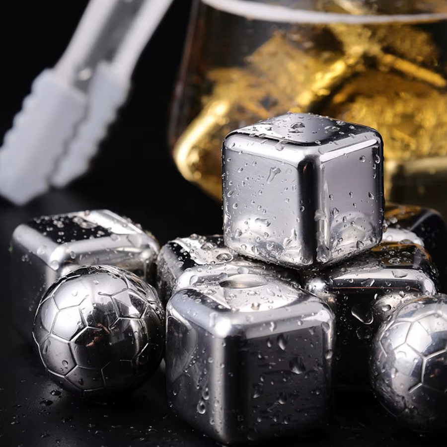 MYVIT Edelstahl Eiswürfel Set aus wiederverwendbaren Kühlsteinen in Silber, 4 Stück - Bild 5