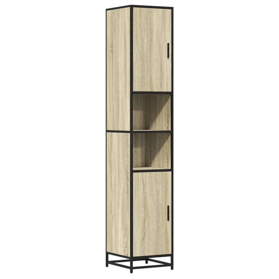 vidaXL Badschrank in Eichen-Optik mit Metall, Wandmontage, Braun, B: 35 cm, T: 37,5 cm, H: 188,5 cm - Bild 2
