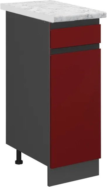 Vicco Küchenunterschrank R-Line Schubladenschrank in Rot mit Marmor-Optik, B/T/H: 30 x 46 x 81,6 cm - Bild 1