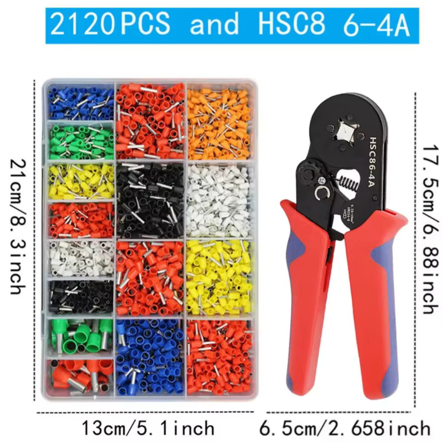 Elektrisches Crimp-Terminal-Set mit Drahtstecker-Zange und verschiedenen Rohr-Crimper-Terminals in Multicolor - Bild 2