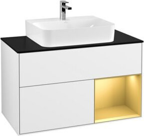 V&B Waschtischunterschrank Finion 100 Wandbeleuchtung in Weiß lackiert B/T/H: 100 x 50,1 x 50,1 cm - Bild 1