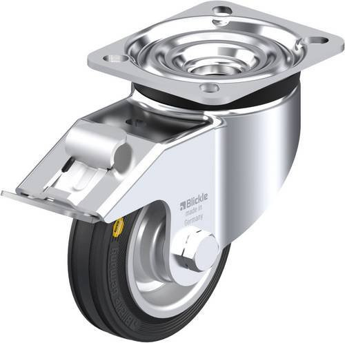 Blickle Lenkrolle LK-RD 100R-1-FI mit Feststeller in Schwarz und Silber, Rad-Durchmesser: 100 mm, Tragfähigkeit: 100 kg - Bild 1