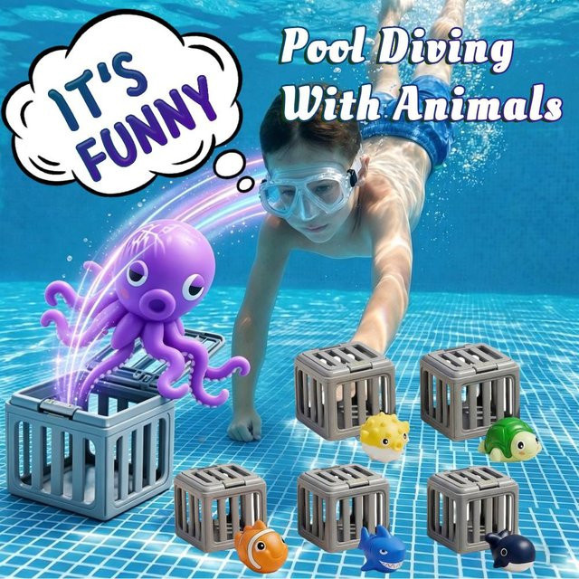 Shunmaii Kinder-Pool-Tauchspielzeug Set mit schwimmenden Meerestieren aus Kunststoff - Bild 1